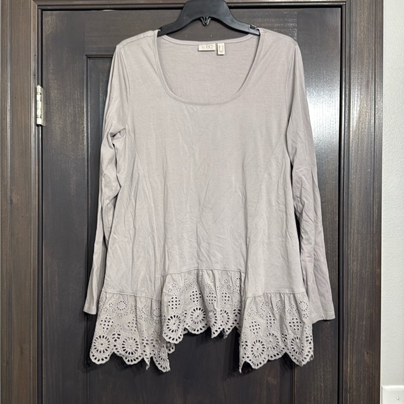 LOGO BY Lori Goldstein grey long sleeve top SZ.US L - Picture 1 of 6